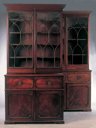 A pair of George III mahogany bookcases