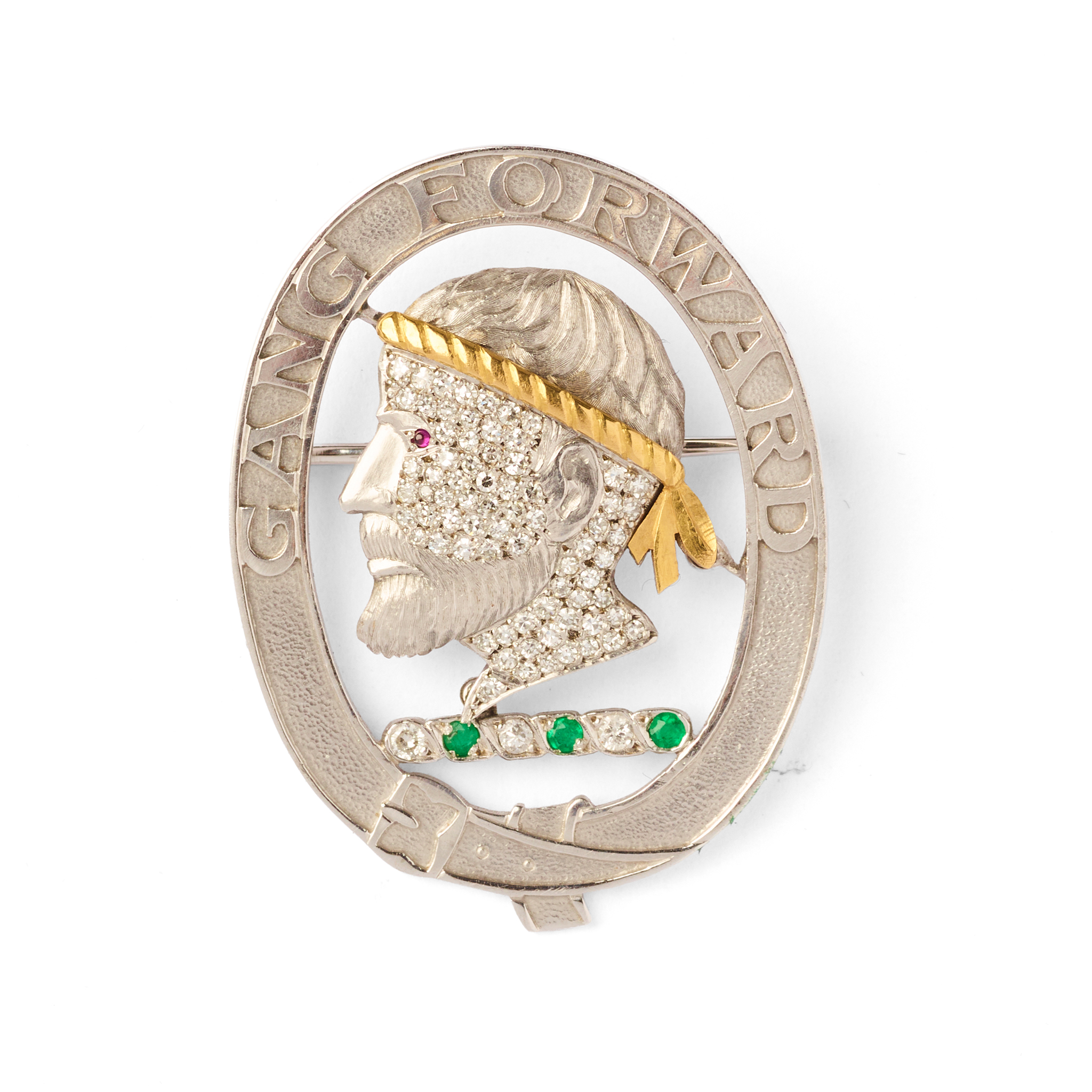 An emerald and diamond clan brooch for Clan Stirling