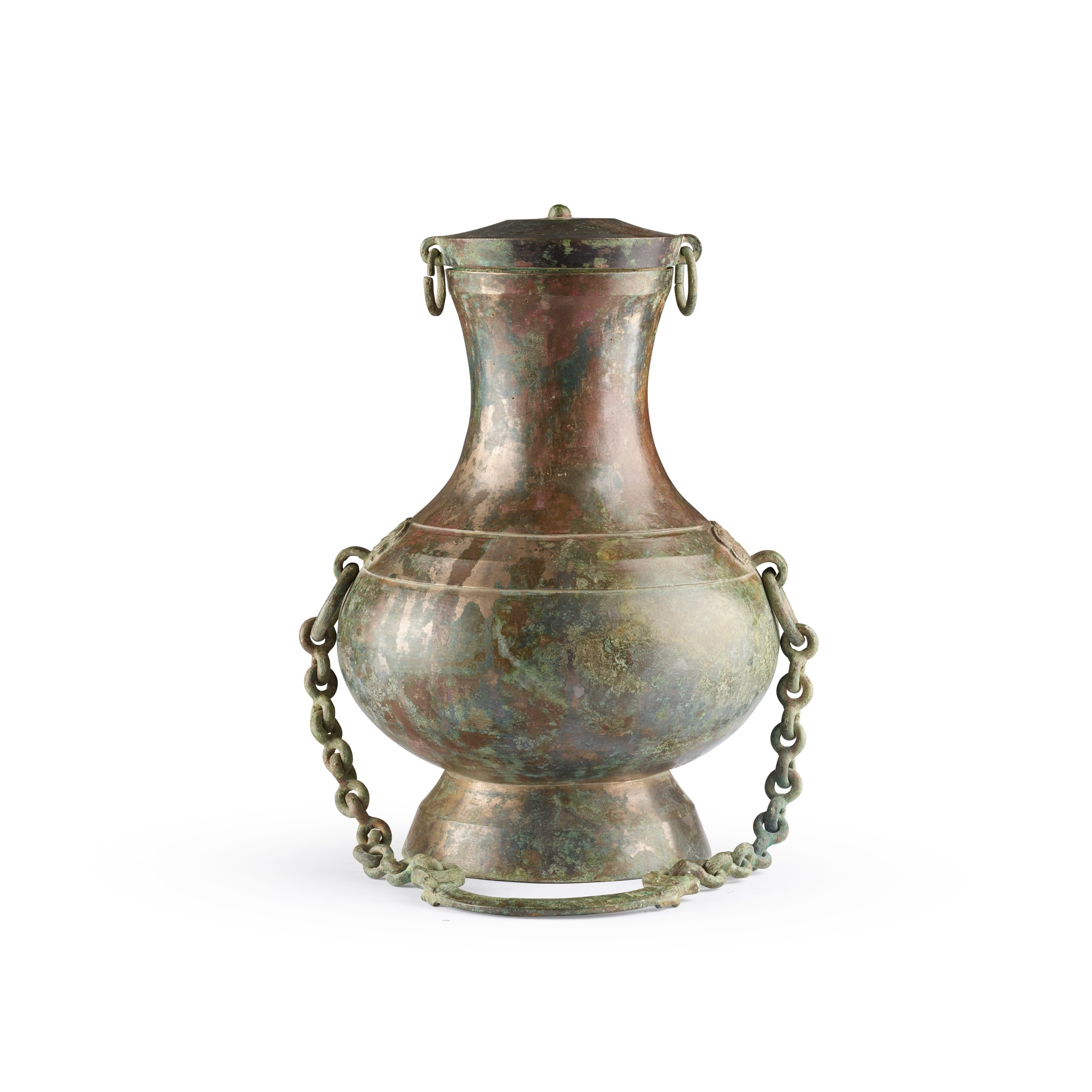BRONZE RITUAL WINE VESSEL AND COVER, HU