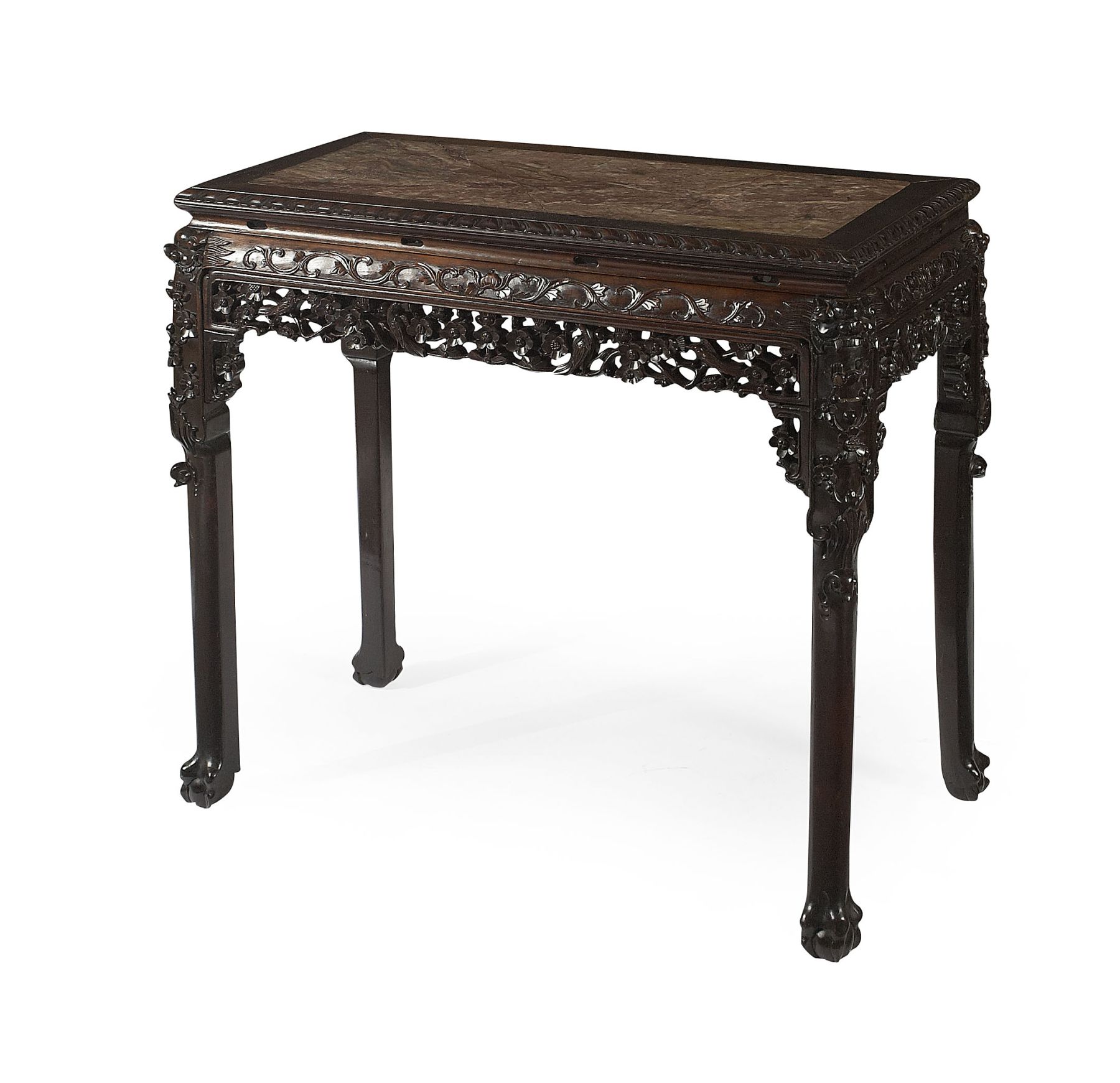 CHINESE CARVED HARDWOOD SIDE TABLE