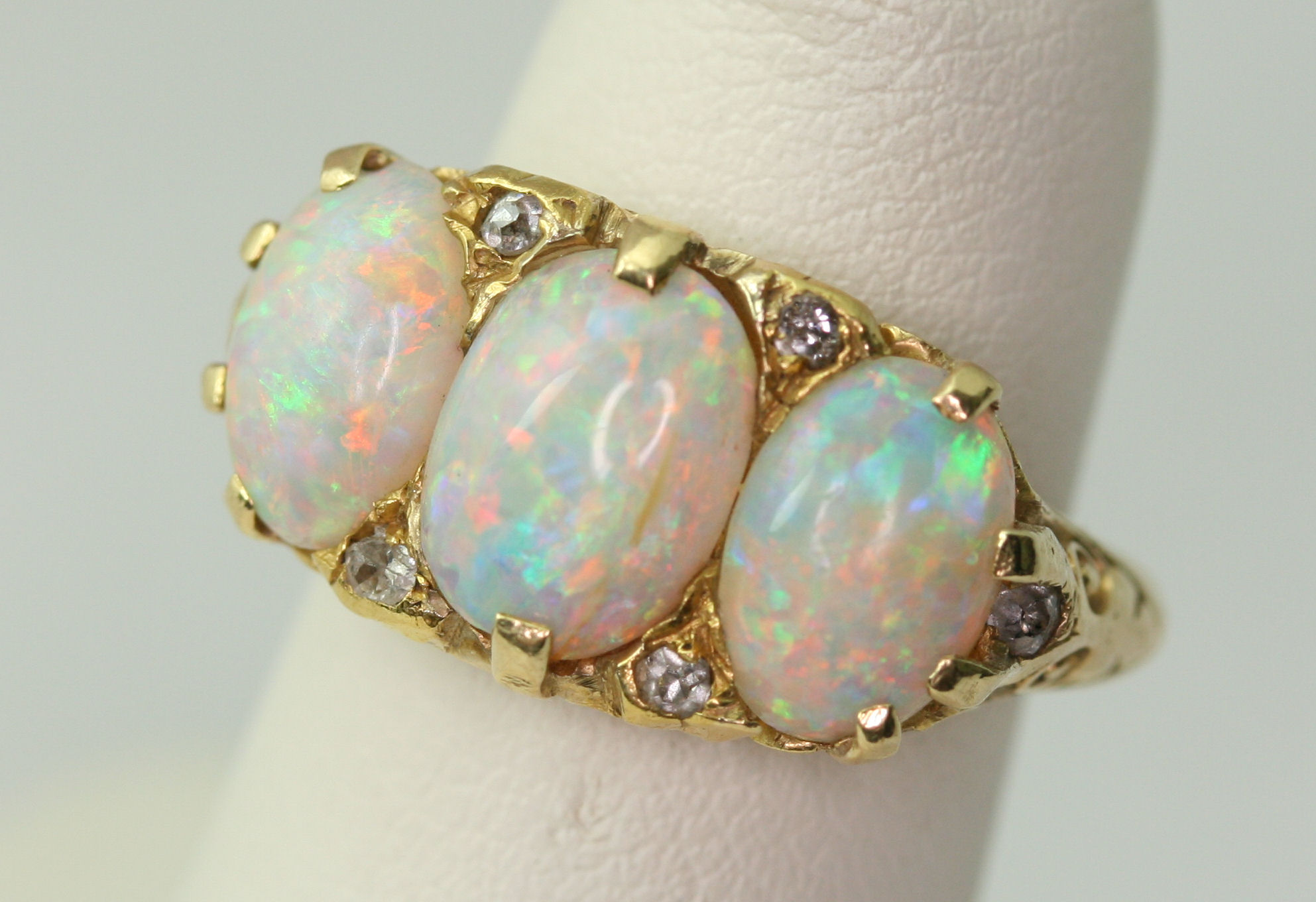 A Victorian opal and diamond set ring