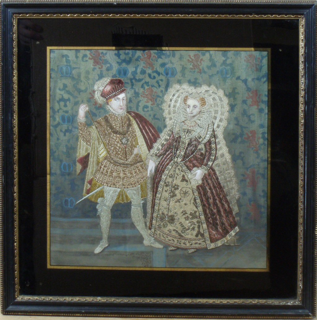 A Regency painted silkwork of Mary Queen of Scots and Lord Darnley