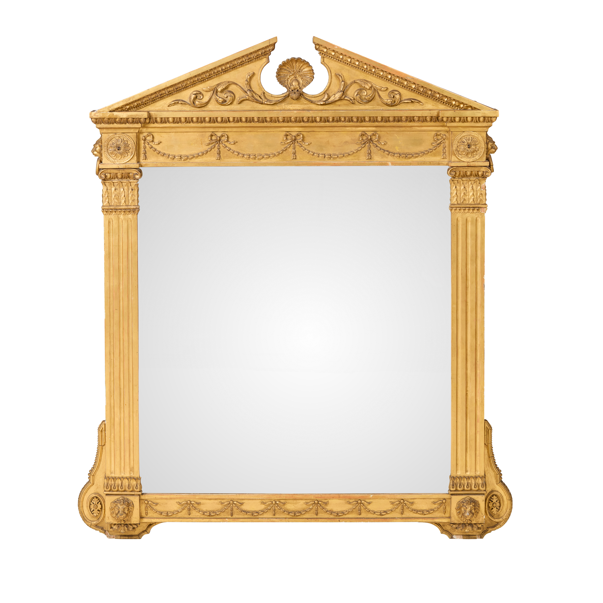 A FRENCH EMPIRE GILTWOOD AND GESSO OVERMANTEL MIRROR