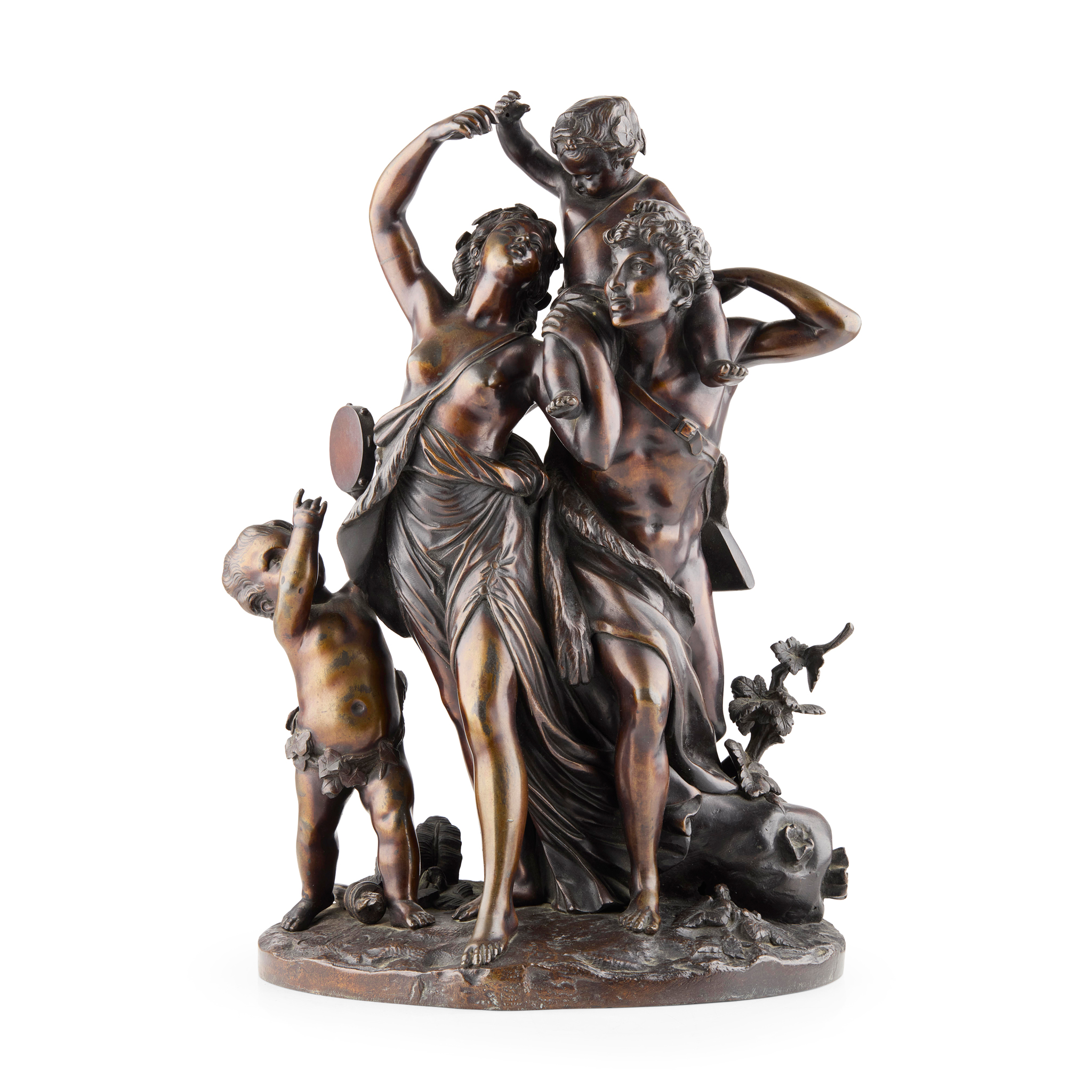 A FRENCH BRONZE BACCHIC FIGURE GROUP, AFTER CLODION