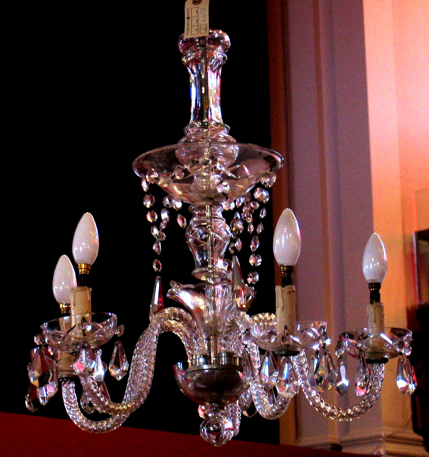 A cut glass pendant electrolier,