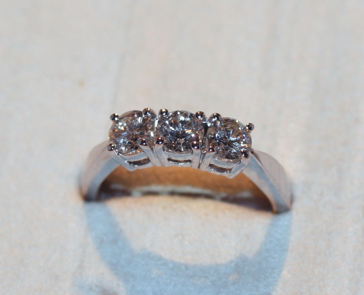 A three stone diamond ring