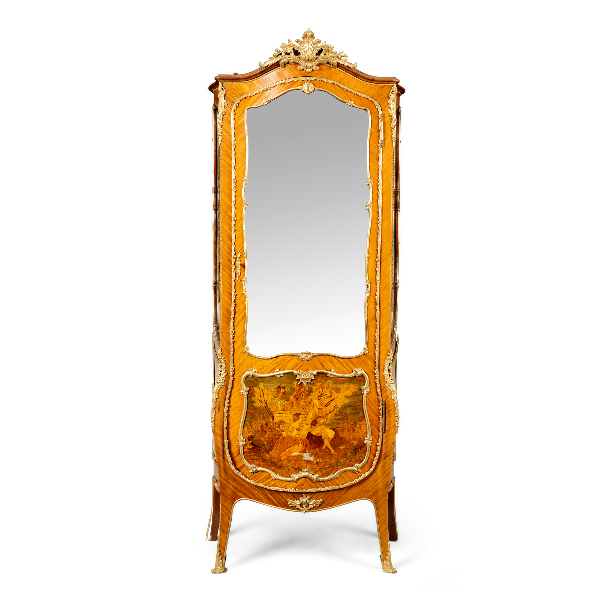 A FRENCH KINGWOOD AND GILT METAL MOUNTED VITRINE CABINET
