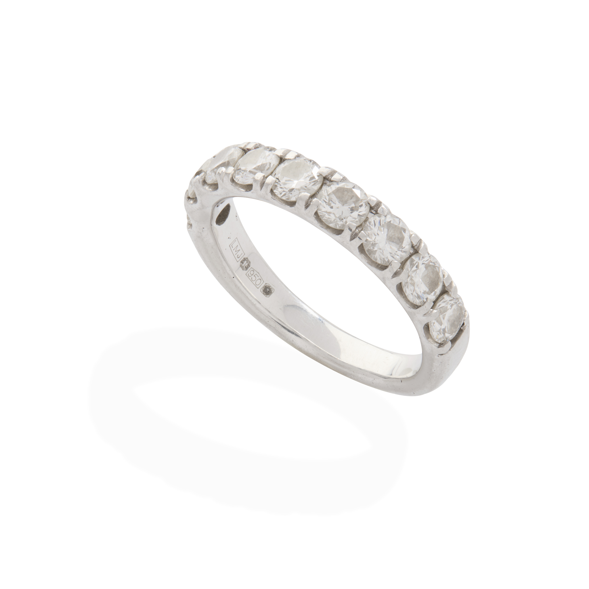 A platinum diamond half-eternity ring