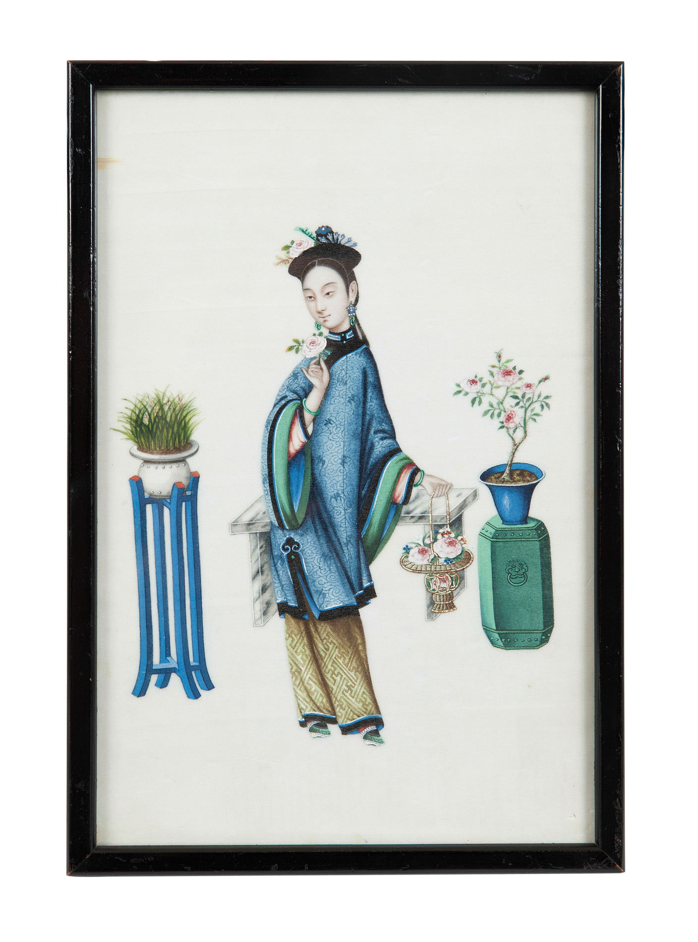 GROUP OF CHINESE EXPORT PITH PAPER PAINTINGS OF COURTESANS