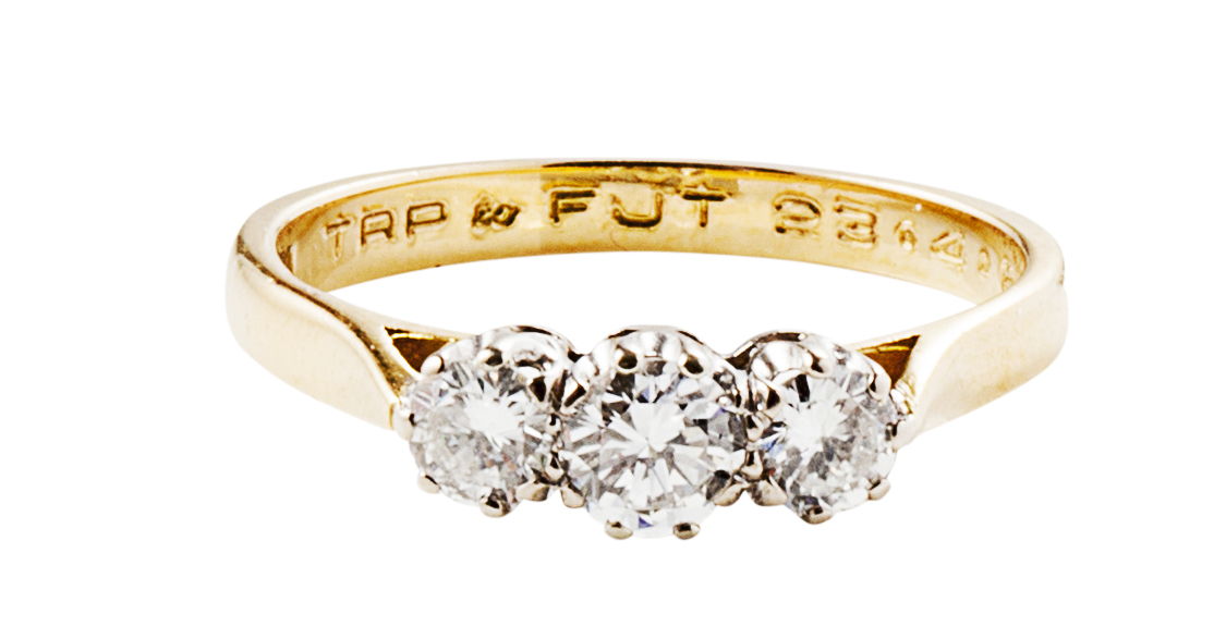 A three stone diamond ring