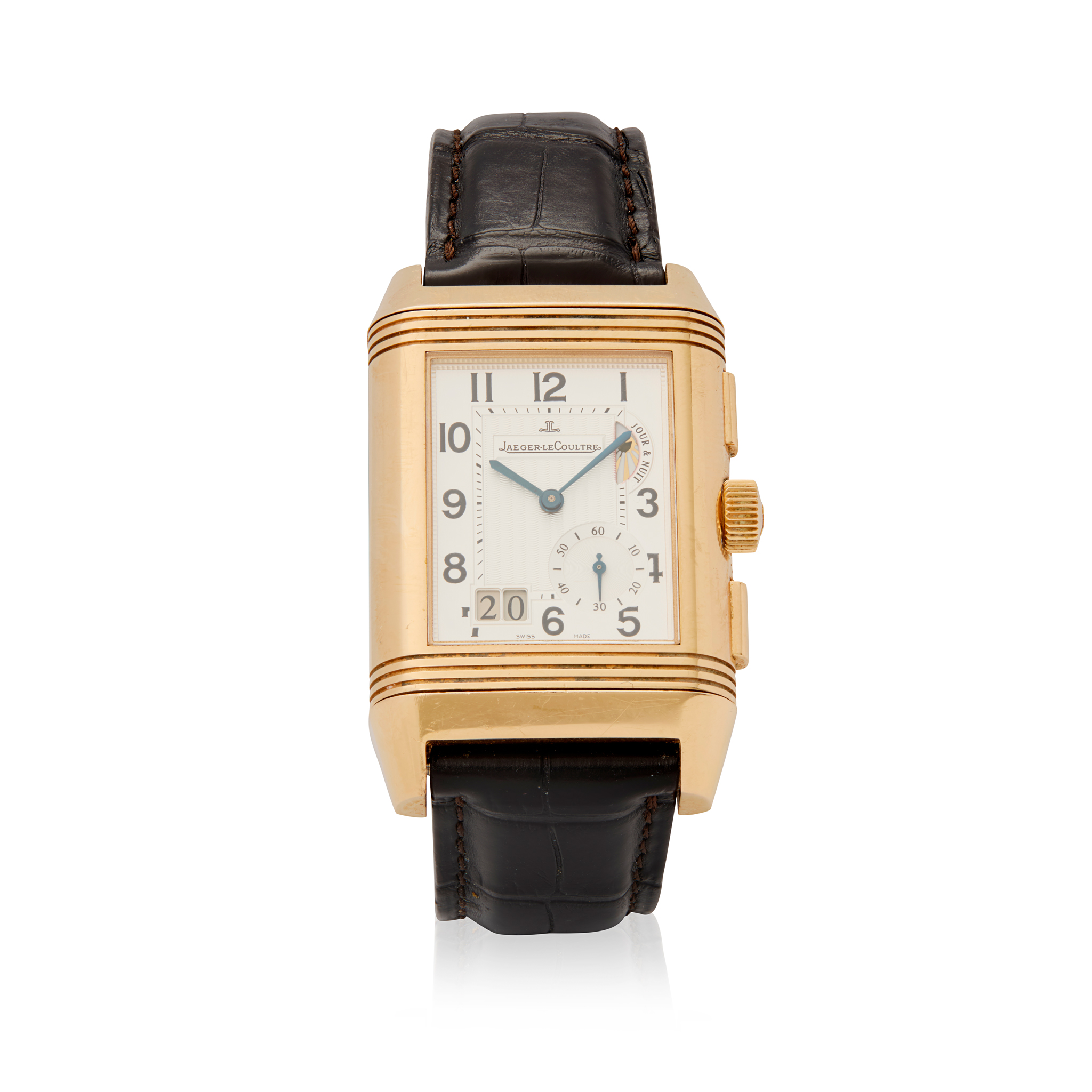 Jaeger LeCoultre. An 18k pink gold mechanical dual-dial, dual-time reversible wristwatch