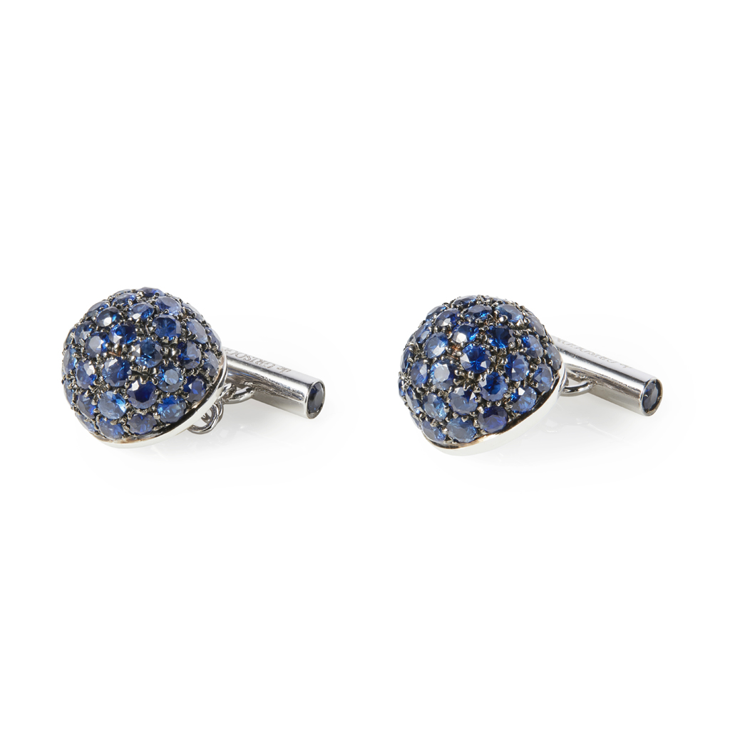 A pair of sapphire set 'Boule' cufflinks, de Grisogono