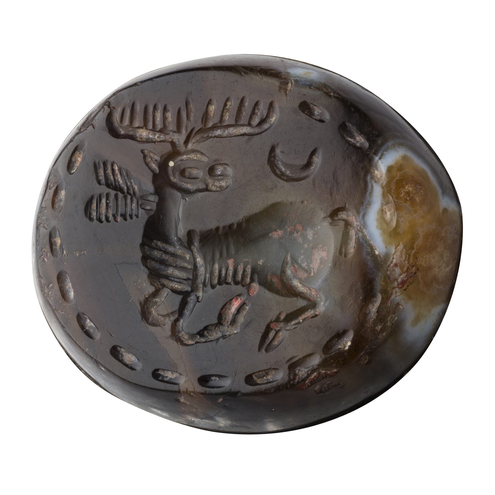 A 19TH-CENTURY SILVER-MOUNTED AGATE DESK SEAL