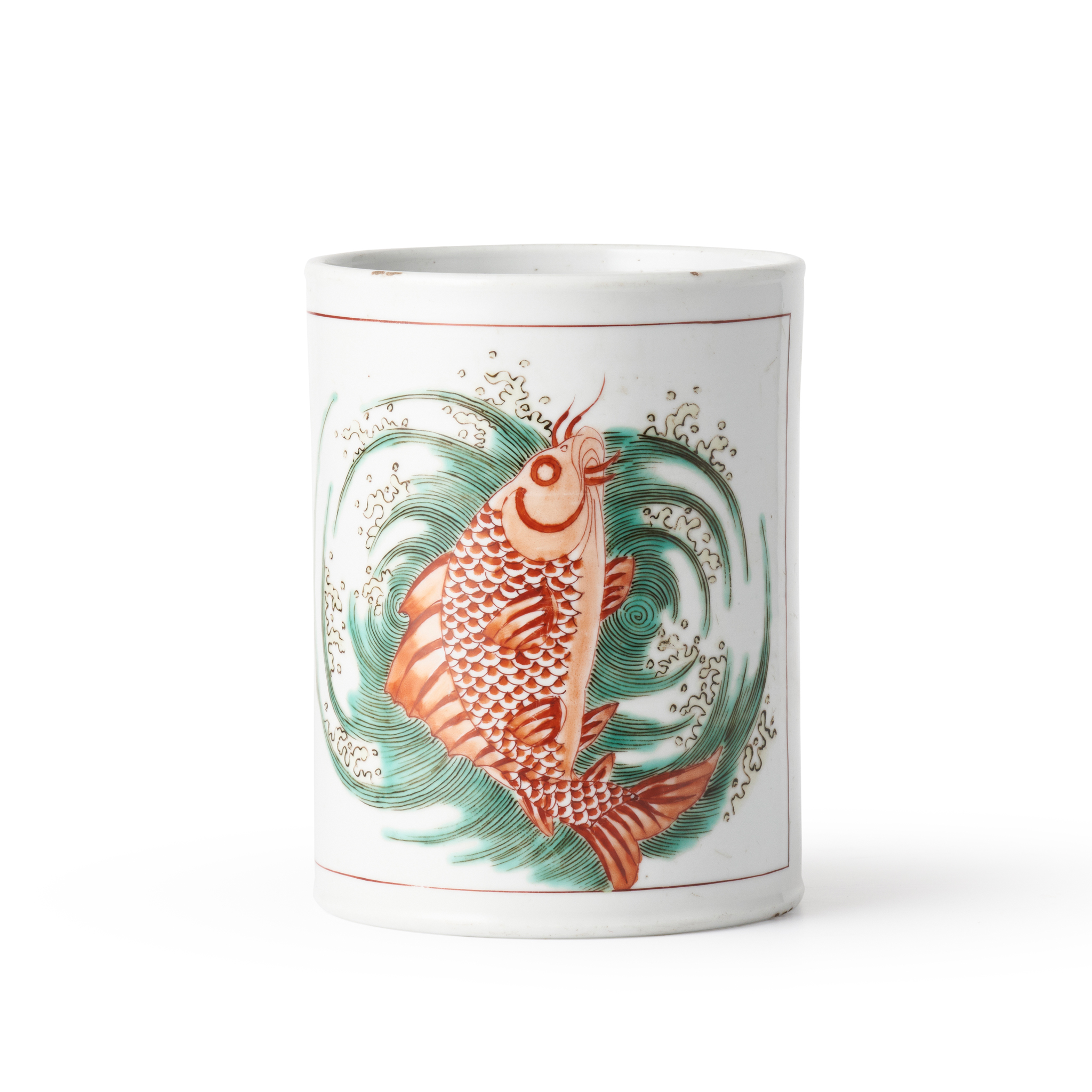 WUCAI 'LEAPING CARP' BRUSH POT