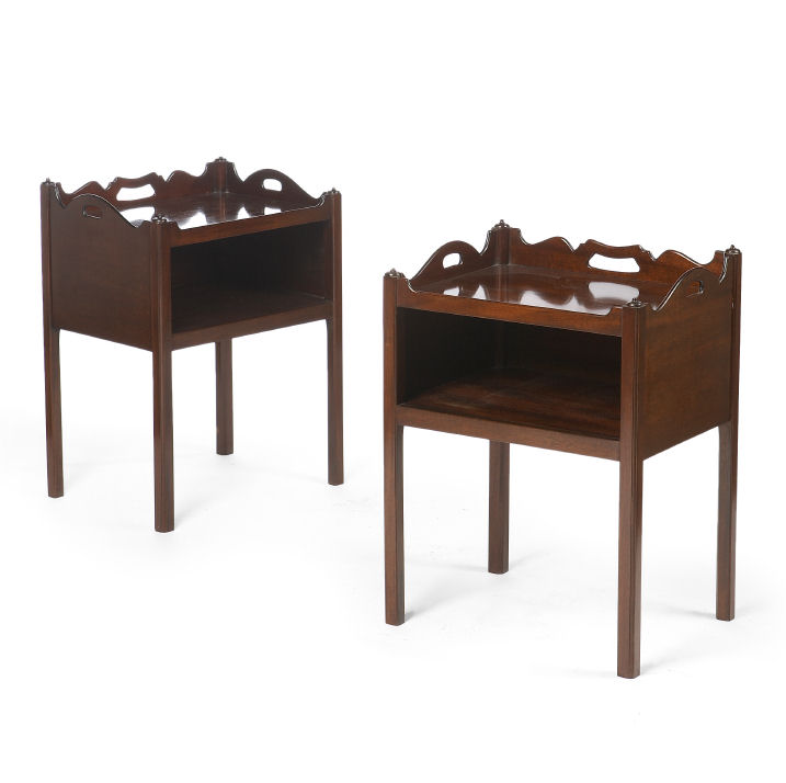 A pair of George III style mahogany night commodes
