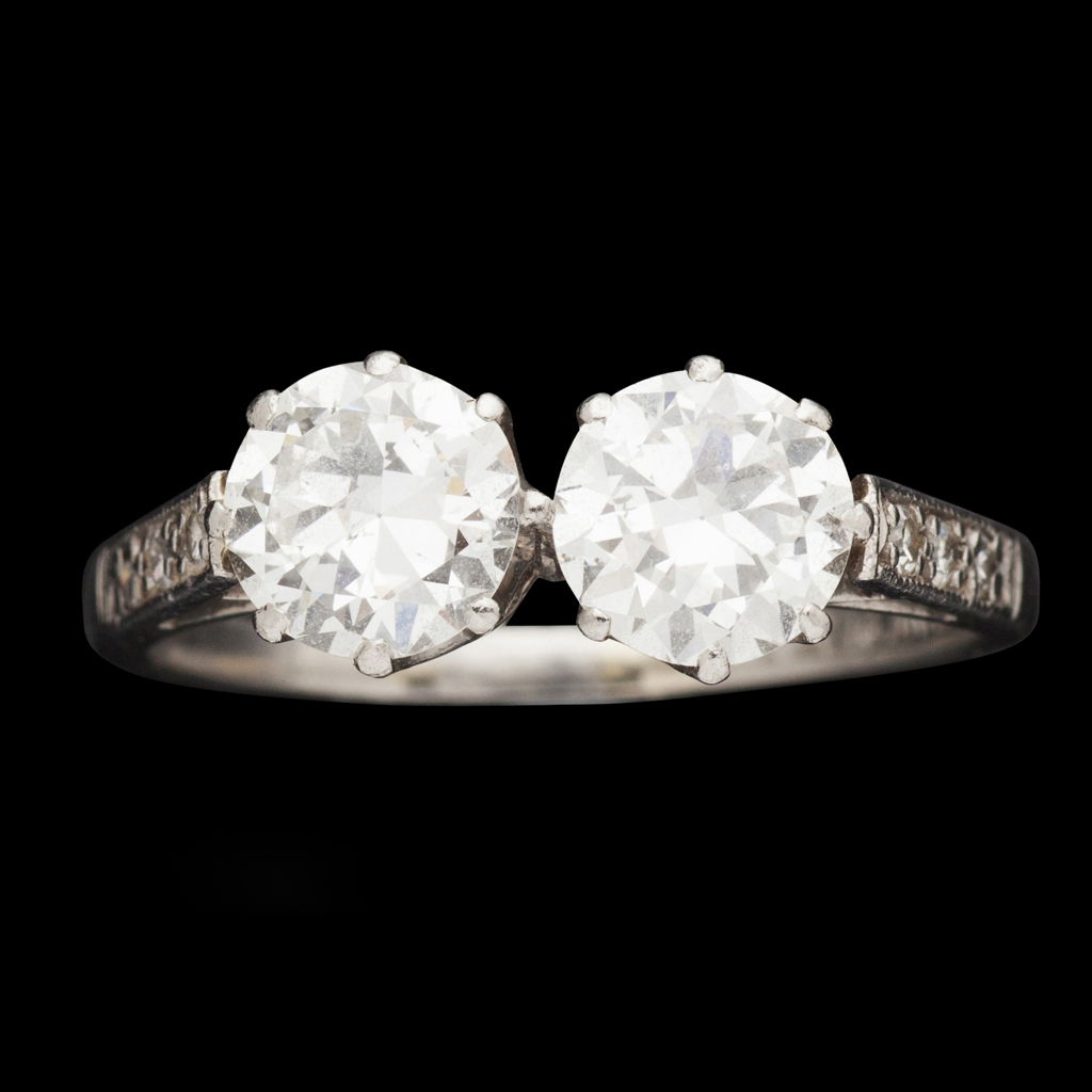 An early 20th century diamond set two-stone ring