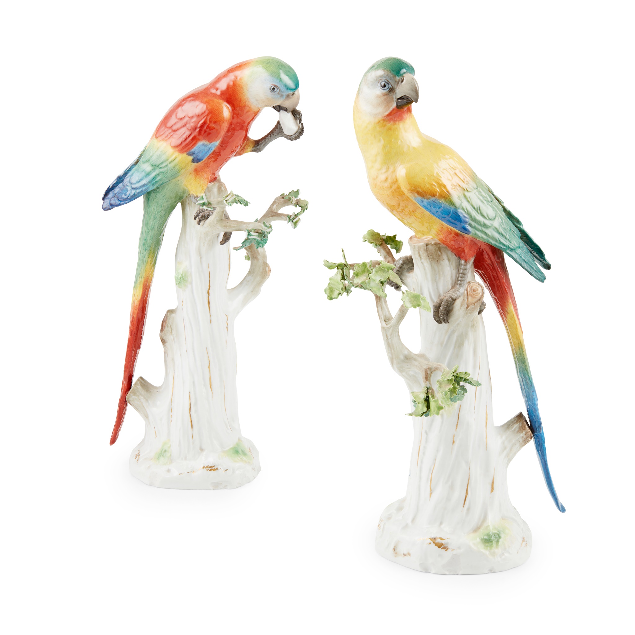 TWO MEISSEN MODELS OF PARROTS