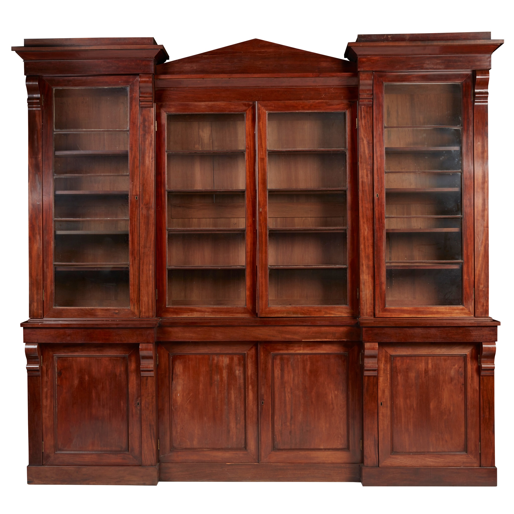 WILLIAM IV MAHOGANY BREAKFRONT BOOKCASE