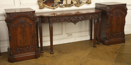 A mahogany twin pedestal sideboard