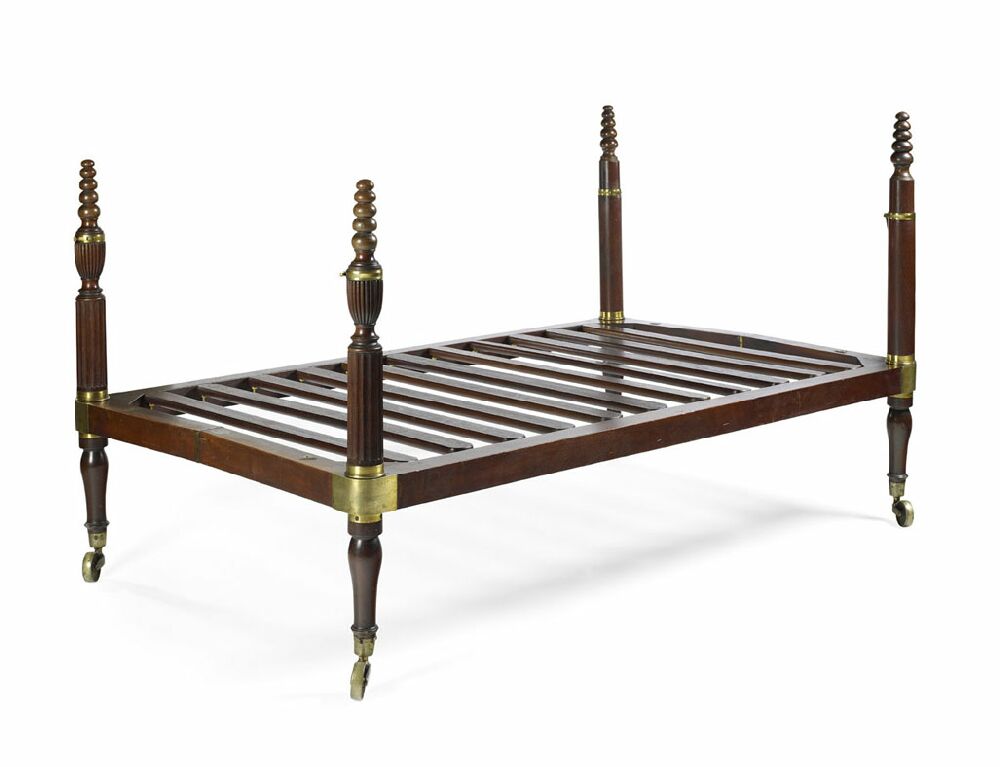 A George IV period mahogany folding campaign bed