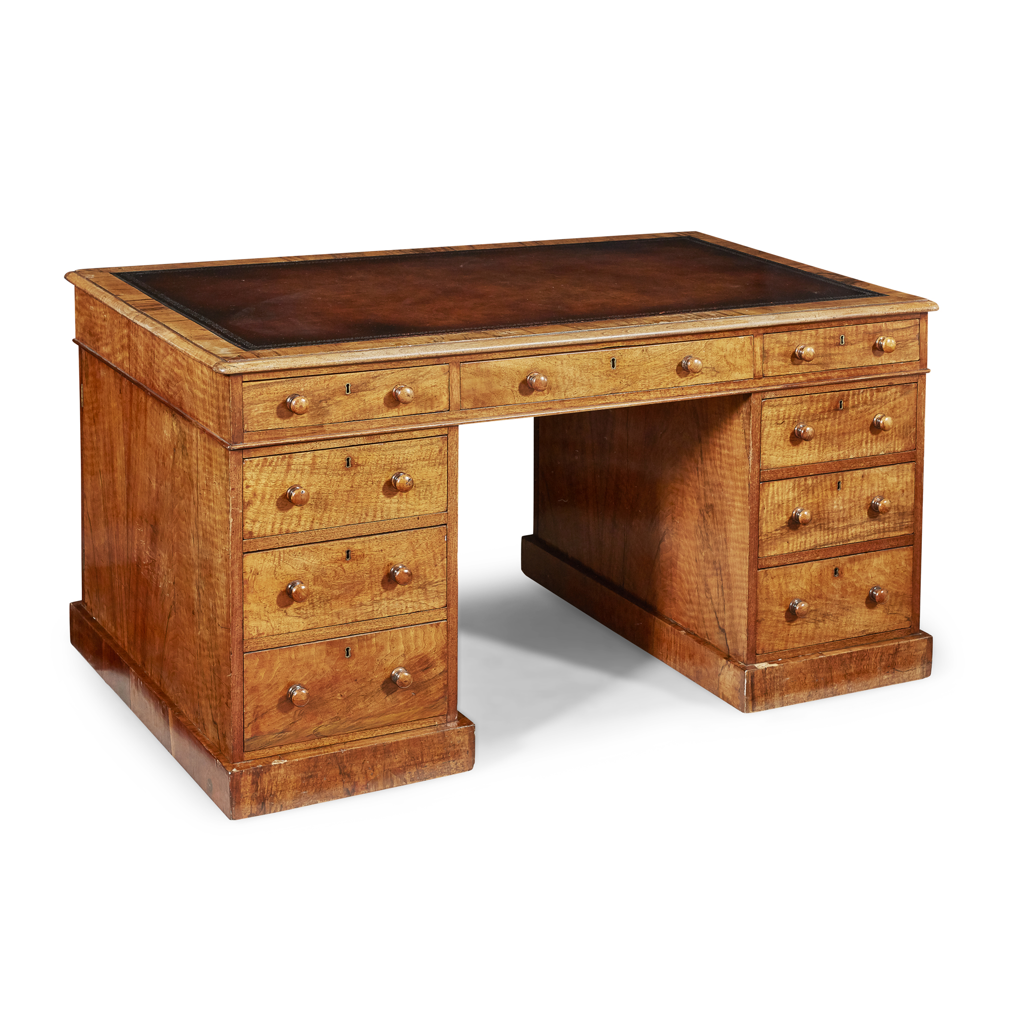 EARLY VICTORIAN WALNUT PEDESTAL DESK