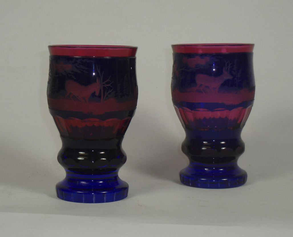 A pair of 19th century Bohemian glass goblets