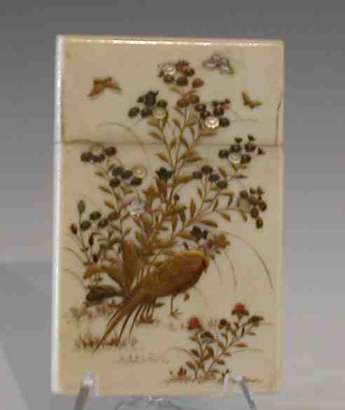 A Japanese ivory and shibyama decorated card case,