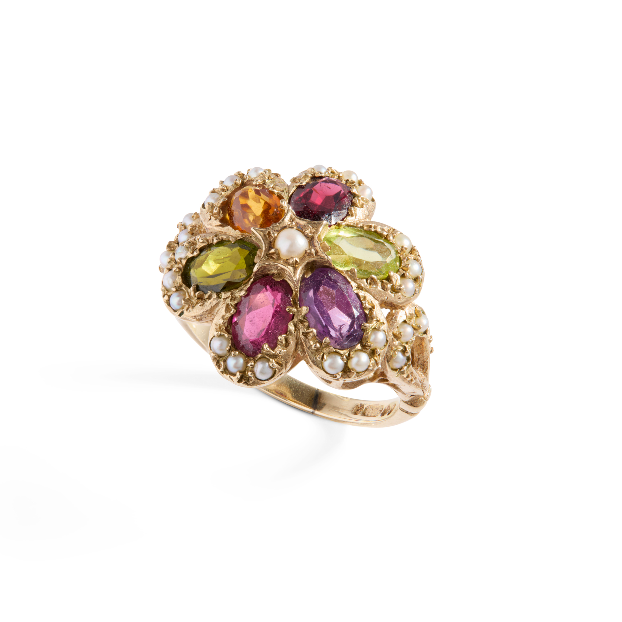 A 9ct gold multi-gem cluster ring