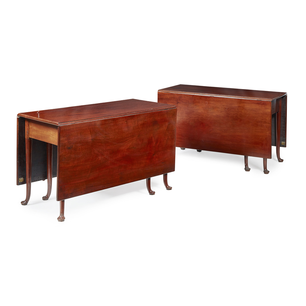 PAIR OF GEORGIAN STYLE MAHOGANY DROP-LEAF DINING TABLES