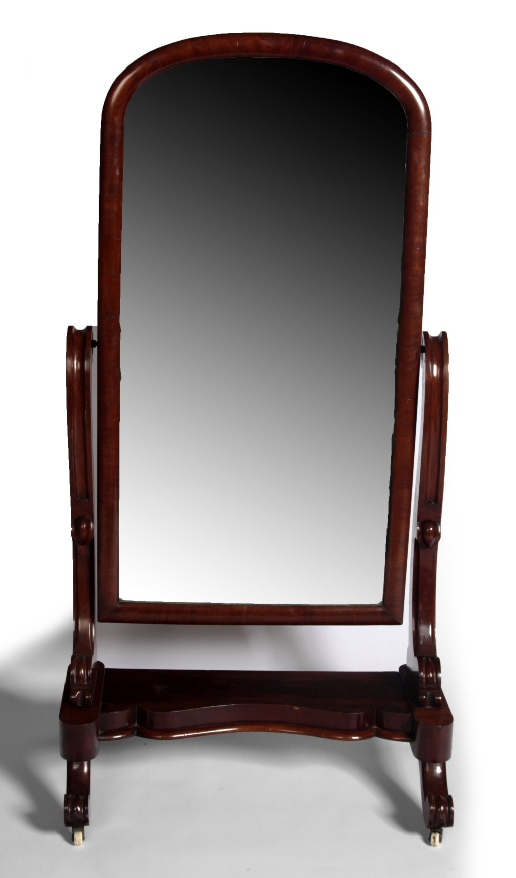 A Victorian mahogany cheval mirror