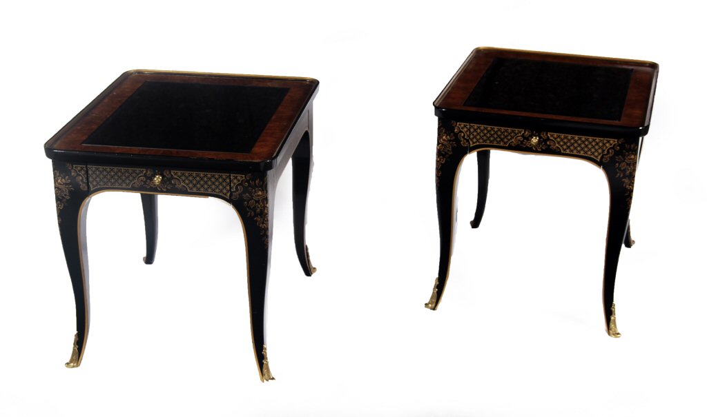 PAIR OF EBONISED AND GILT OCCASIONAL TABLES