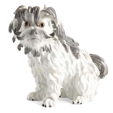 A 19th century Meissen model of a Bolognese terrier