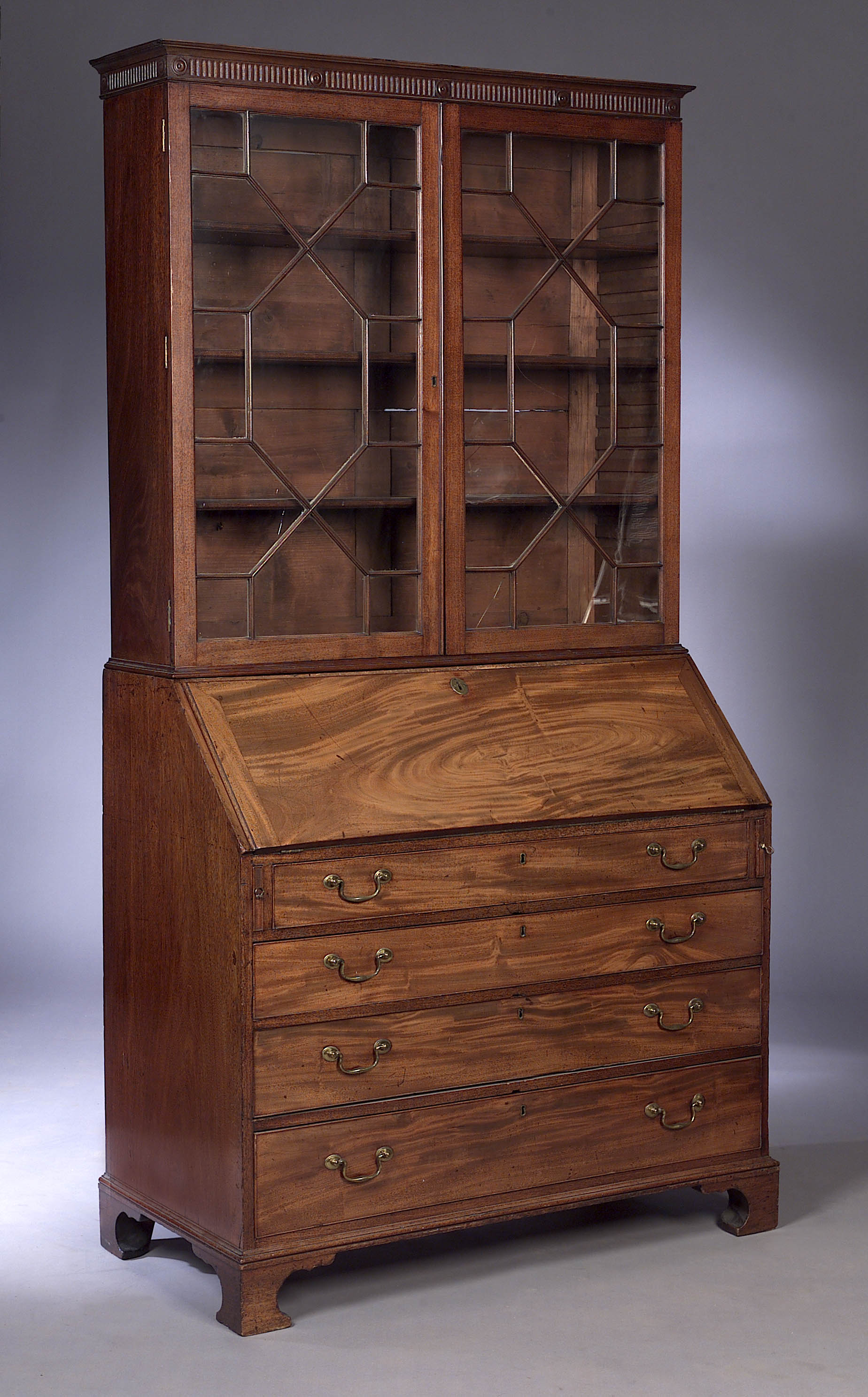 A late George III mahogany bureau bookcase
