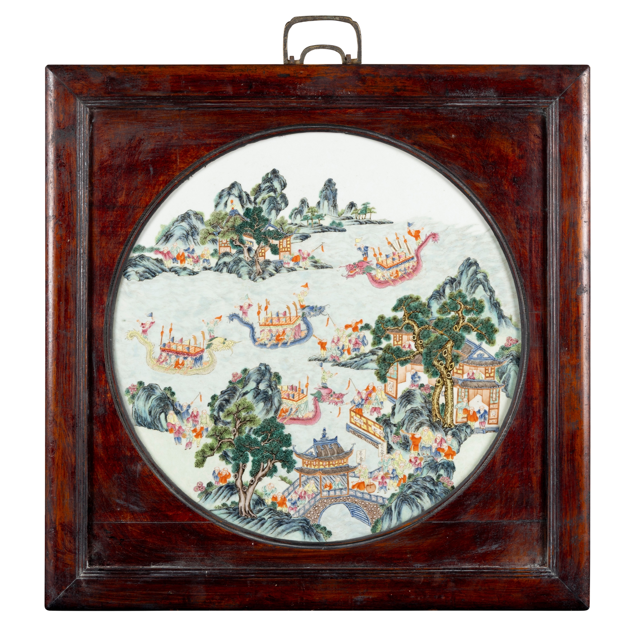 CHINESE FAMILLE ROSE 'HUNDRED BOYS' CIRCULAR PLAQUE