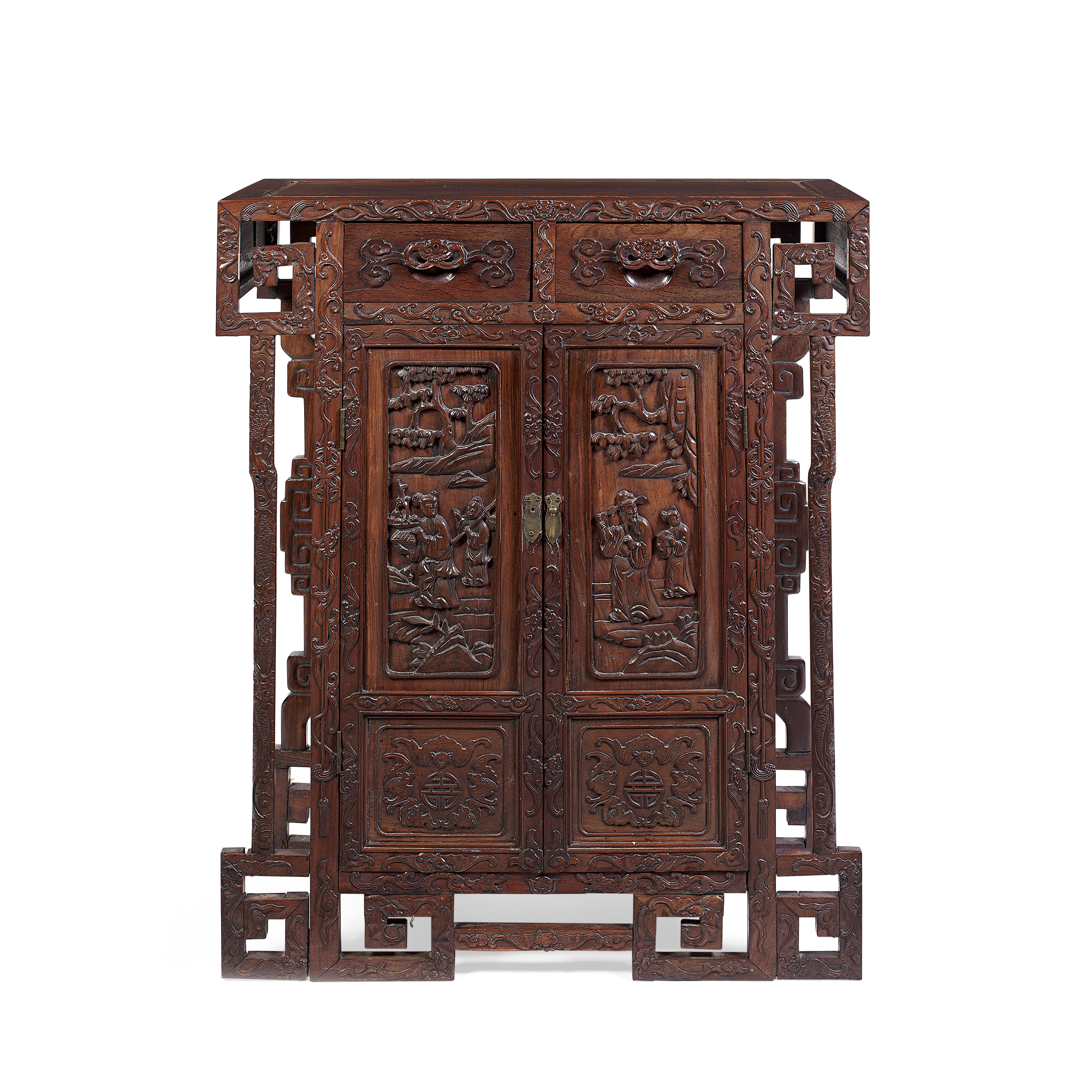CHINESE CARVED HARDWOOD CABINET