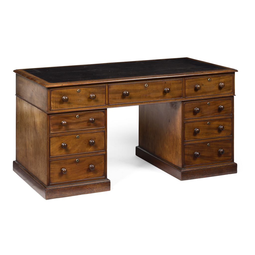 EARLY VICTORIAN MAHOGANY PEDESTAL DESK