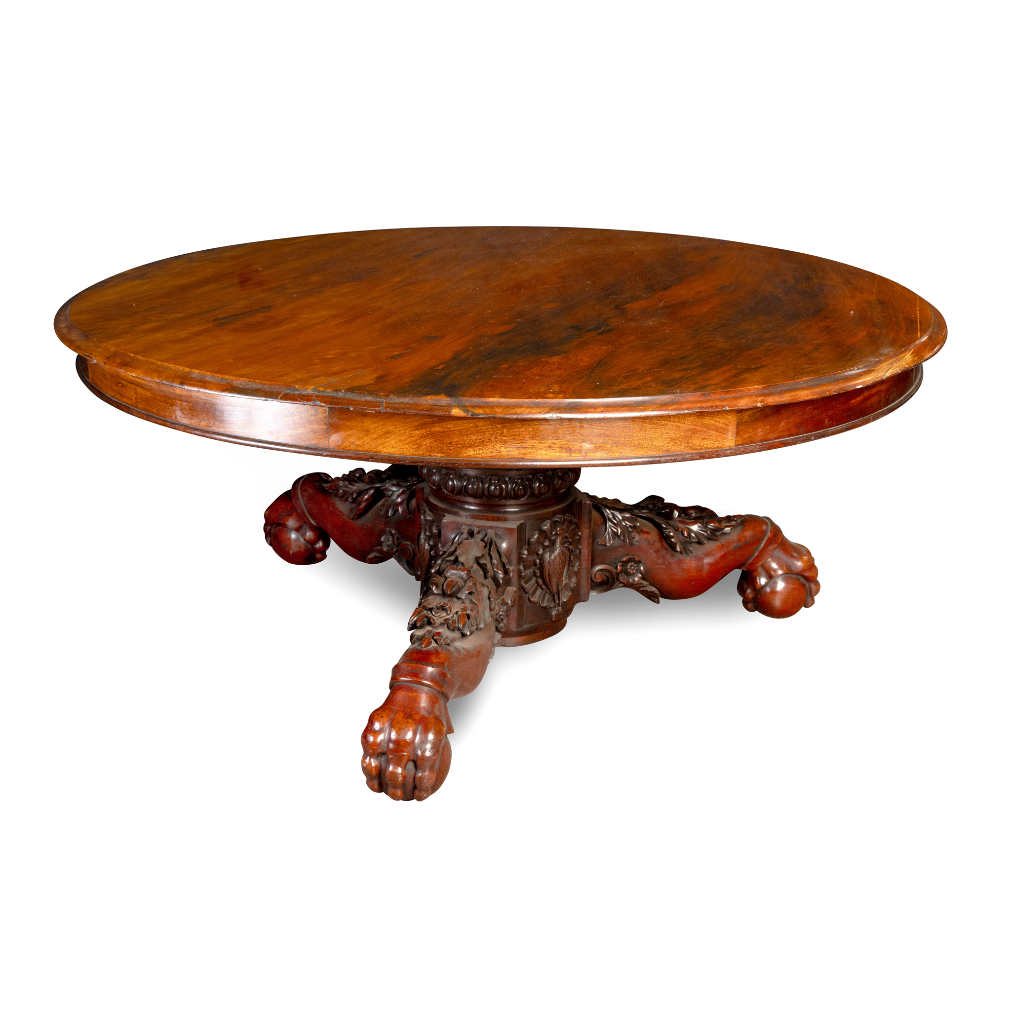 A LARGE ROSEWOOD CENTRE TABLE