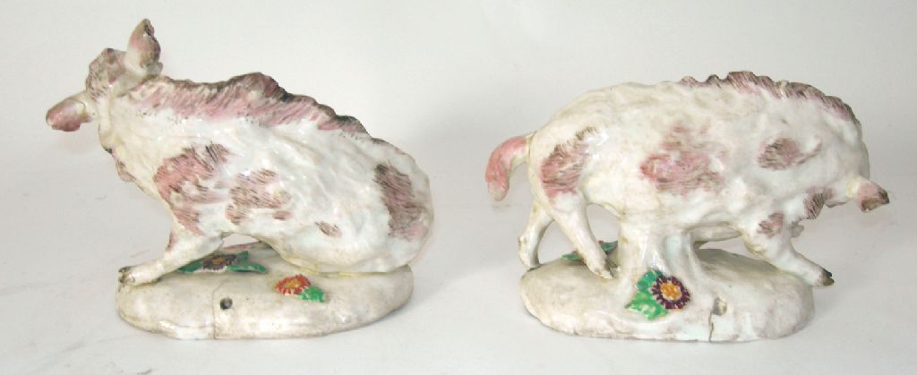 PAIR OF ENGLISH PORCELAIN FIGURES OF BOARS