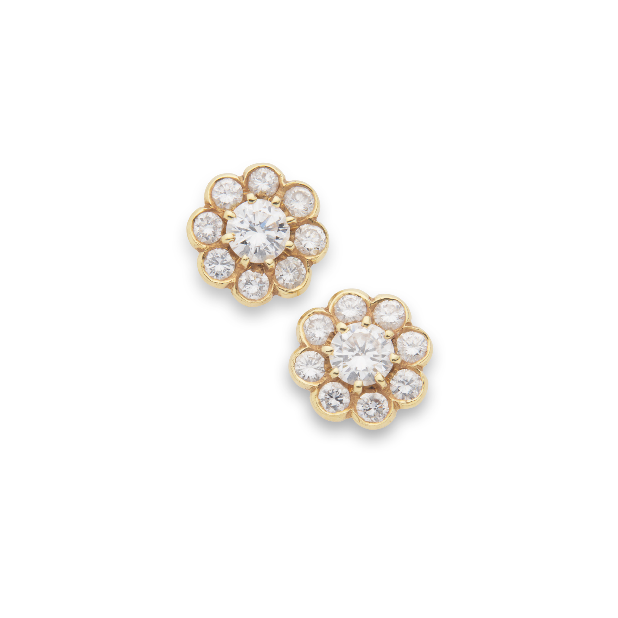 A pair of 18ct gold diamond cluster earrings