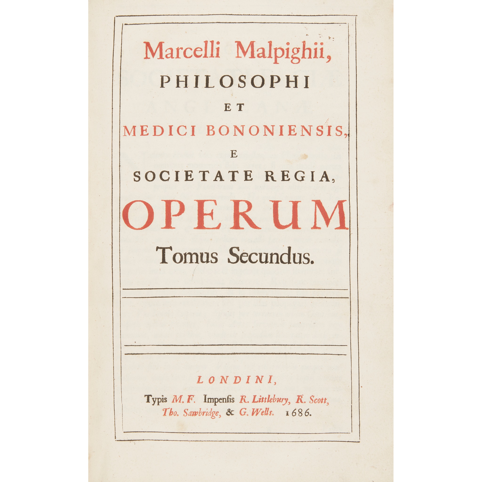 Medicine, 3 volumes, comprising Malpighi, Marcello