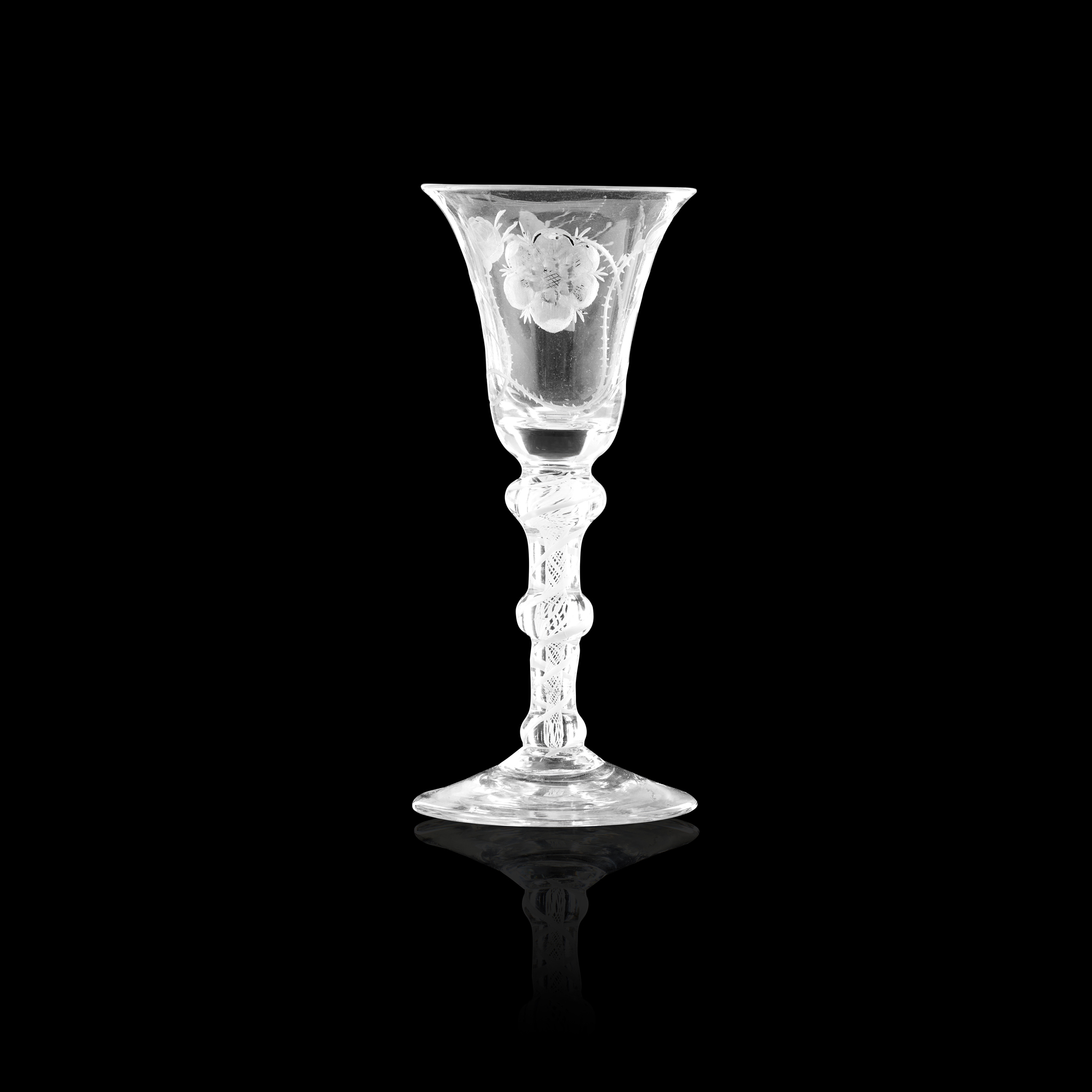 A JACOBITE OPAQUE TWIST WINE GLASS