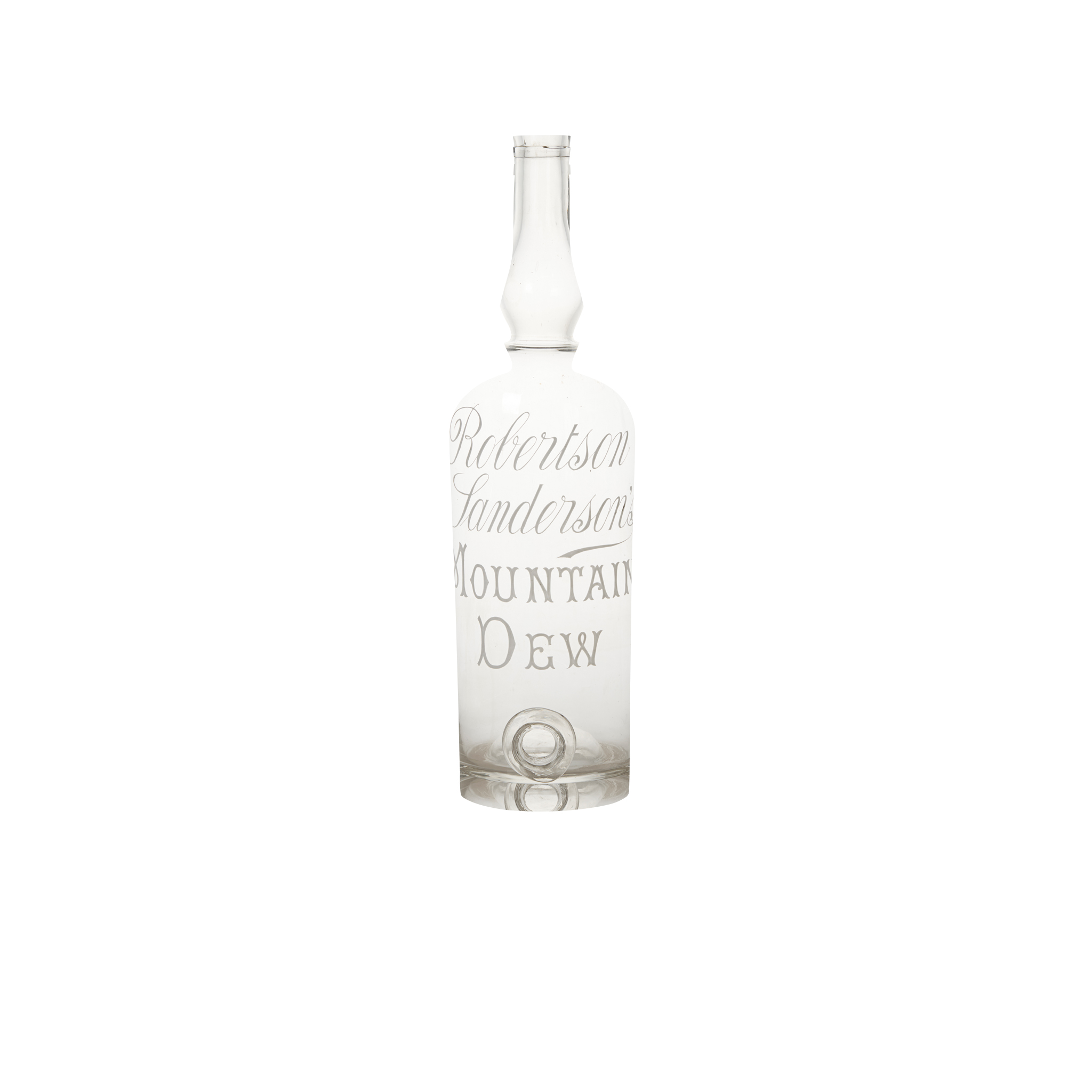 A LARGE GLASS WHISKY DISPENSER FOR 'MOUNTAIN DEW', ROBERTSON SANDERSON'S, LEITH