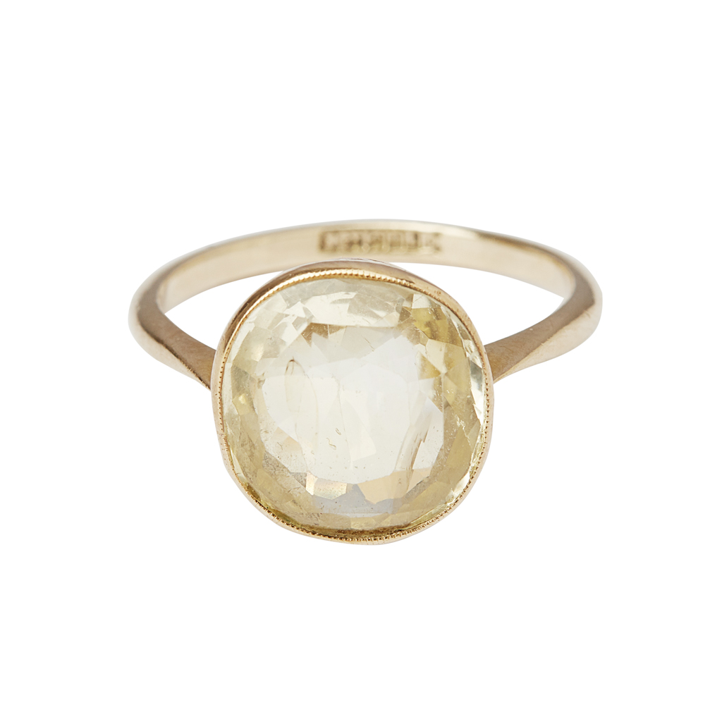 A yellow sapphire set ring
