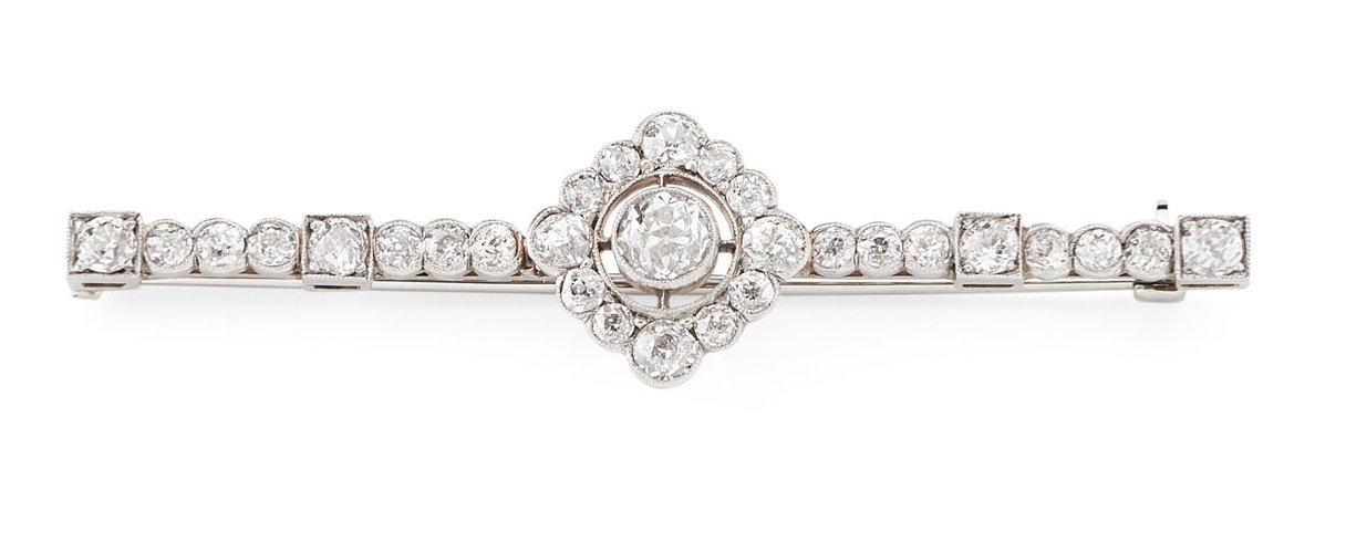 An early 20th century diamond set bar brooch