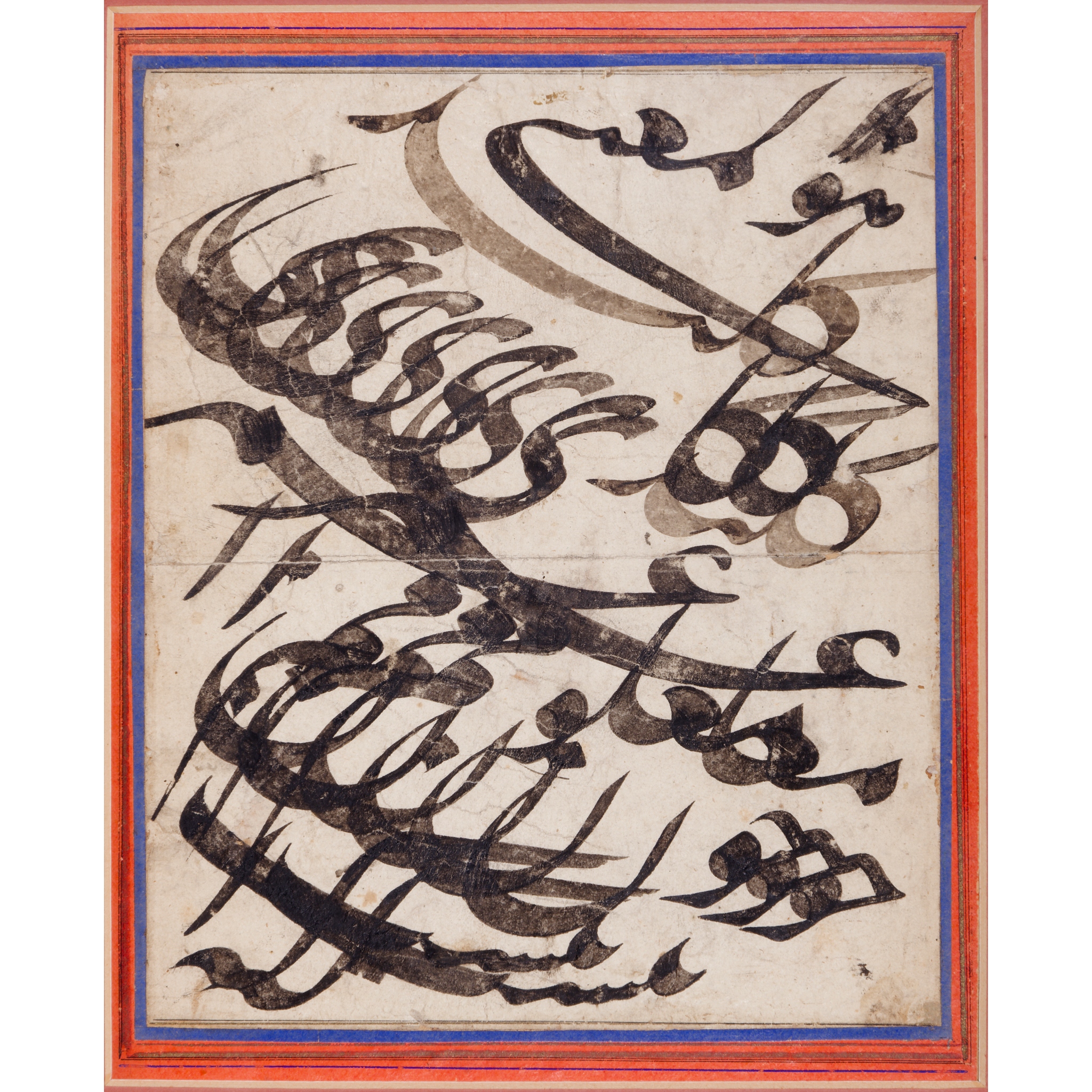 TWO CALLIGPRAPHIC EXERCISES SIGNED BY MIRZA GHOLAMREZA ESFAHANI (C.1830-1887)