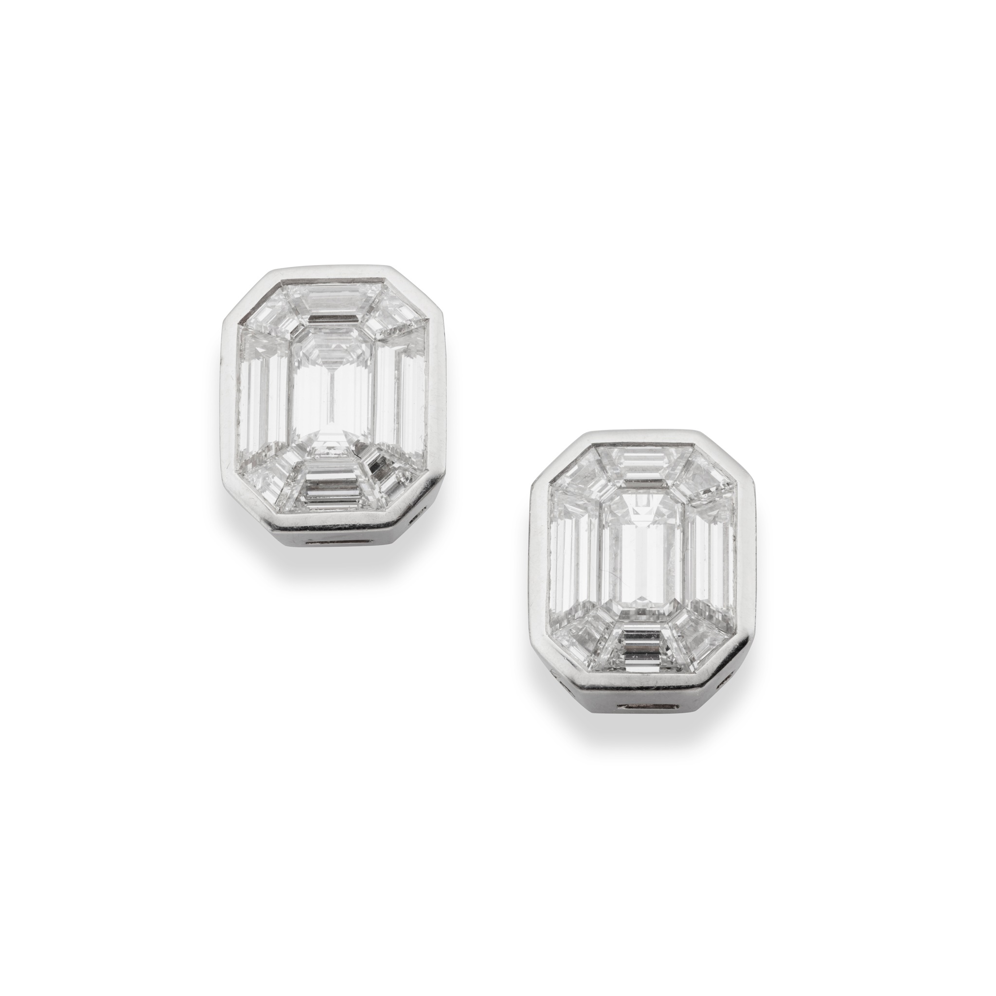 A pair of diamond cluster earrings
