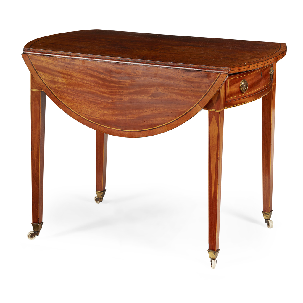 LATE GEORGE III MAHOGANY AND INLAY PEMBROKE TABLE