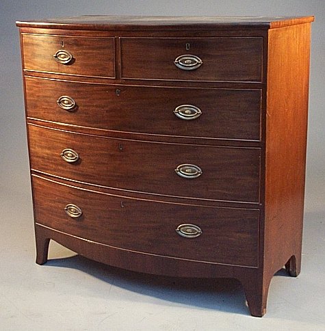 A 19th century mahogany bow front chest