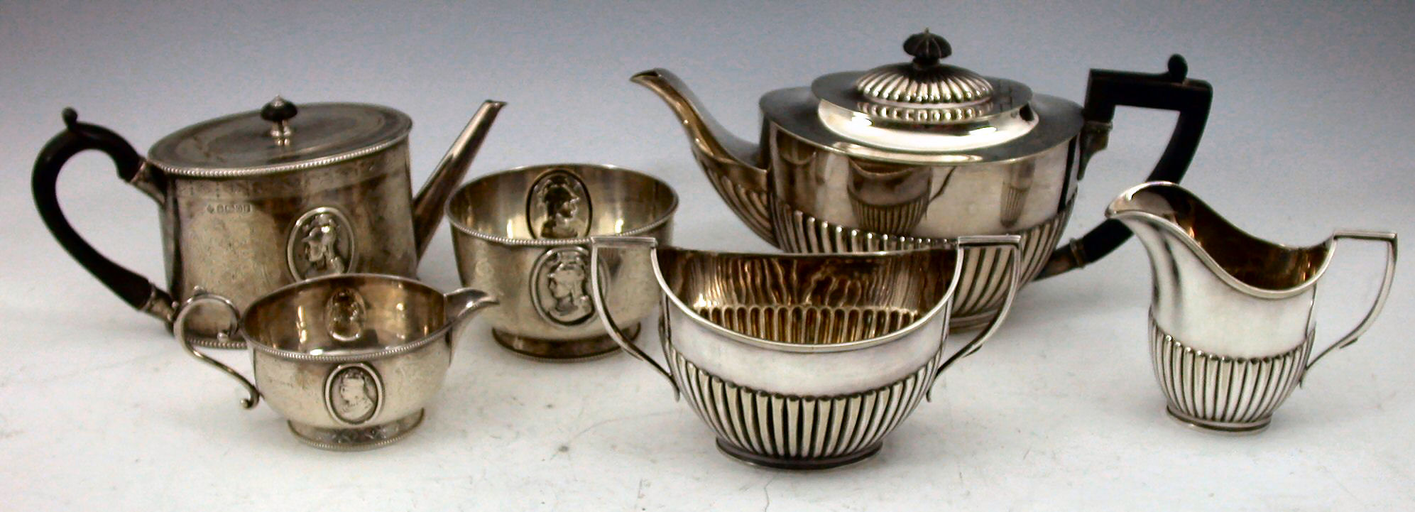 A Victorian silver three-piece tea set,