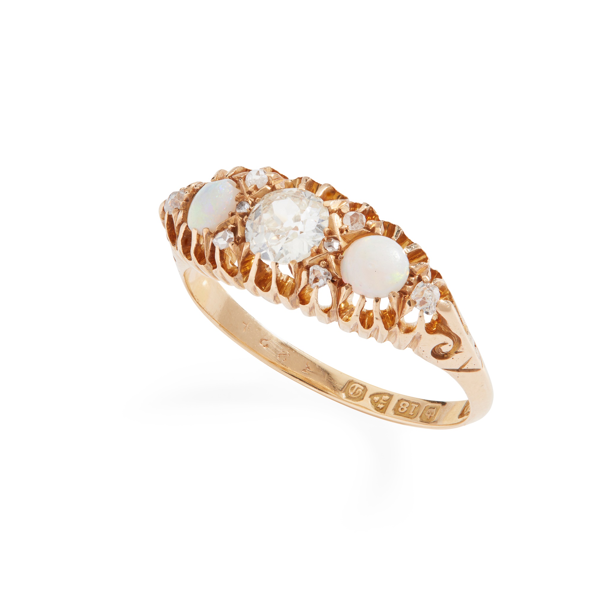 An opal and diamond ring